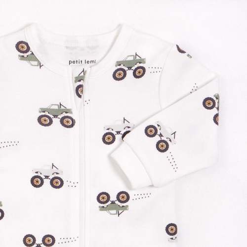 Monster Truck Print on Off-White Sleeper