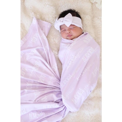 Personalized Baby Name Swaddle Blanket Font Duo | Barely Orchid