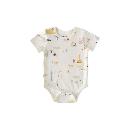 Short Sleeve Shoulder Snap One-Piece - Explore the World