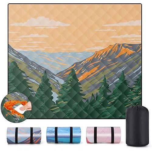 Picnic Blankets 60x80 Extra Large Windproof Concert Park Lawn Ground Mats Outside XXL Weatherproof Backpacking Quilt for Sleeping Patio Glamping Kitchen Stuff Cars Roadtrip Motorhome Gadgets