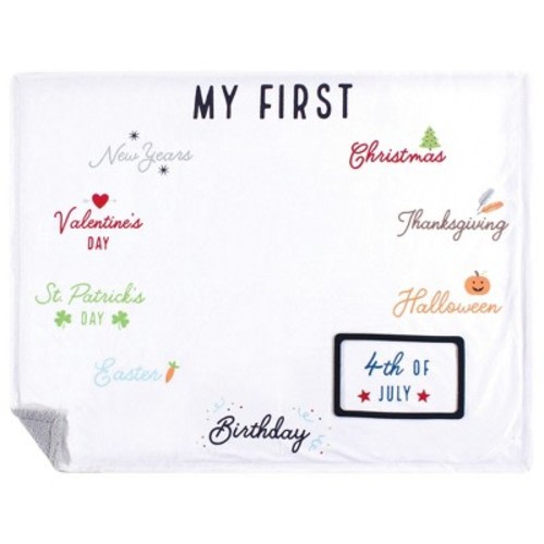 Hudson Baby Infant Plush Holiday and Milestone Blanket, Holiday, One Size
