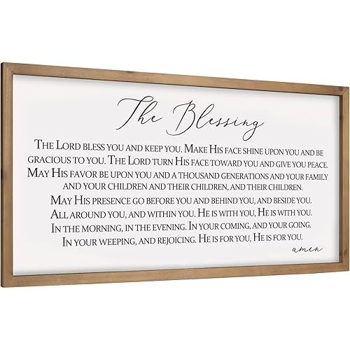 25×12.6 Inchs The Lord Bless You And Keep You Wall Art, Wooden Christian Scripture Sign for Living Room Bedroom Dining Room Hallway, Rustic Farmhouse Religious Bible Verse Home Decor