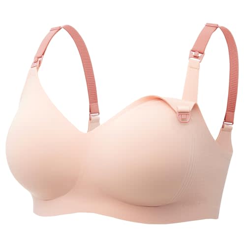 Momcozy Nursing Bras for Breastfeeding, Seamless Comfort Maternity Bra Wireless Jelly Strip Support Pregnancy Bra