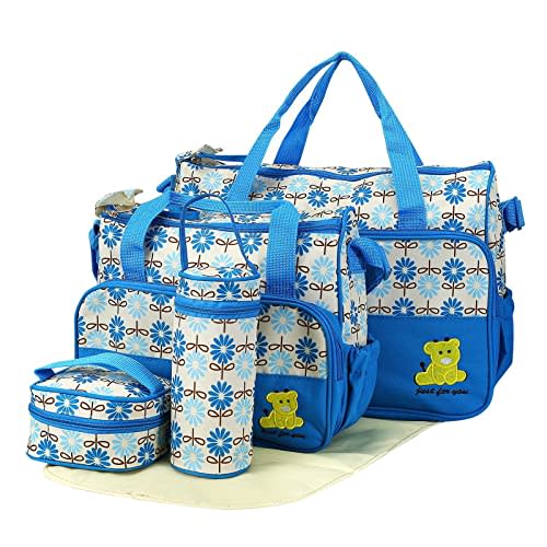 KOCASO 5PCS Baby Nappy Diaper Bags Set Mummy Diaper Shoulder Bag