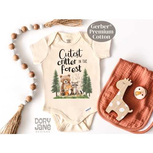Cutest Critter In The Forest ONESIES® Brand Bodysuit Woodland Animals Bodysuit Woodland Animals Baby Outfit Baby Shower Gift Premium Cotton