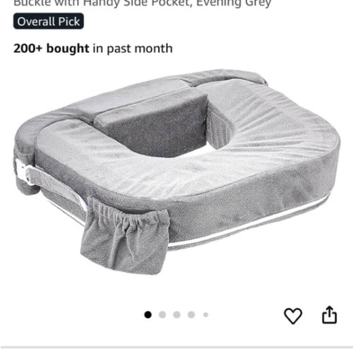 My Brest Friend Twin Nursing Pillow - Enhanced Comfort with Slipcover - Ultimate Ergonomic Support for Breastfeeding- Adjustable Strap and Silent Release Buckle with Handy Side Pocket, Evening Grey