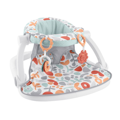 Fisher-Price Sit-Me-up Floor Seat Portable Baby Infant Chair with Snack Tray and Toys, Fresh Floral