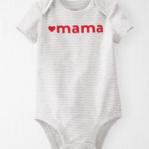 Heather Grey Stripe Baby Organic Cotton Mama Bodysuit | carters.com