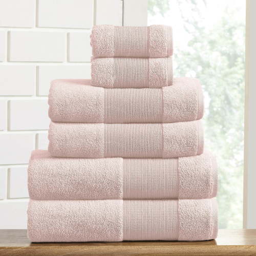Modern Threads Aircloud 6-Piece Cotton Bath Towel Set, Blush