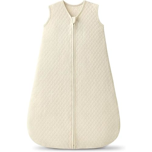 1.0 TOG Baby Sleep Sack 6-12 Months,Cotton Quilted Wearable Blanket Baby Boy Girl Sleeping Sack, 2-Way Zipper Sleeping bag for Infant Beige(Medium)