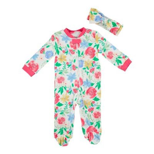 Chick Pea Baby Girl Clothes Footed Pajama Set For Sleep And Play 2 Pack Floral Rose Sleeper 0-3m