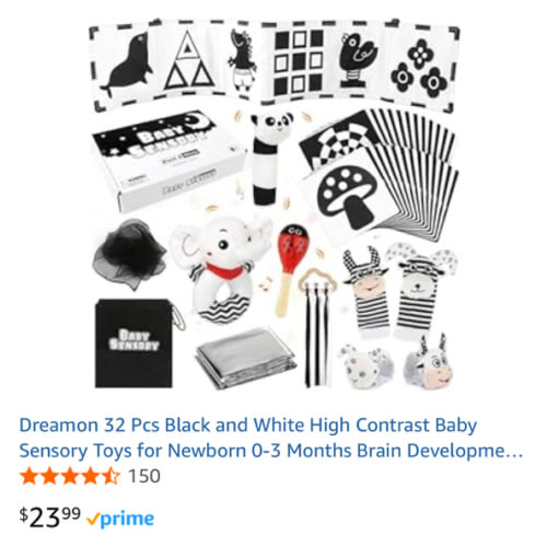 High contrast baby sensory toy set