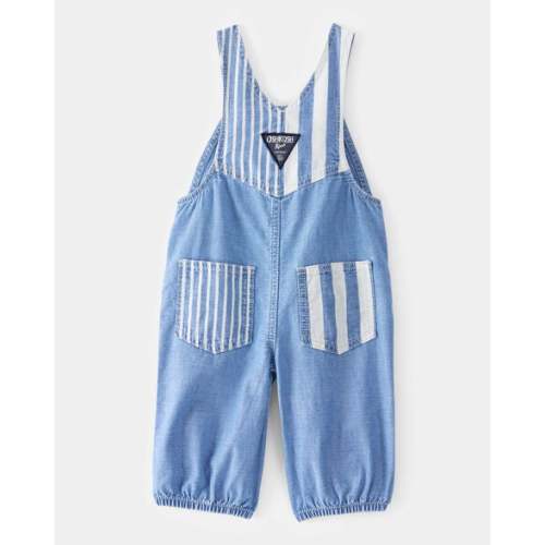 Baby Vintage Inspired Striped Chambray Overalls - Blue Wash - OshKosh | Carter's