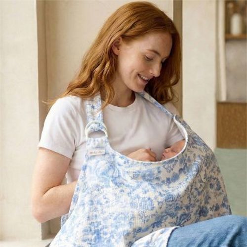 Itzy Ritzy Breastfeeding Cover Apron Style - Blue Toile
