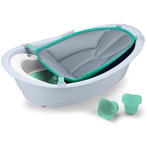 Summer Gentle Support Multi-Stage Tub – for Ages 0-24 Months – Includes Soft Support, Two Bath Toys, A Hook for Storage and Dying, and a Drain Plug - White