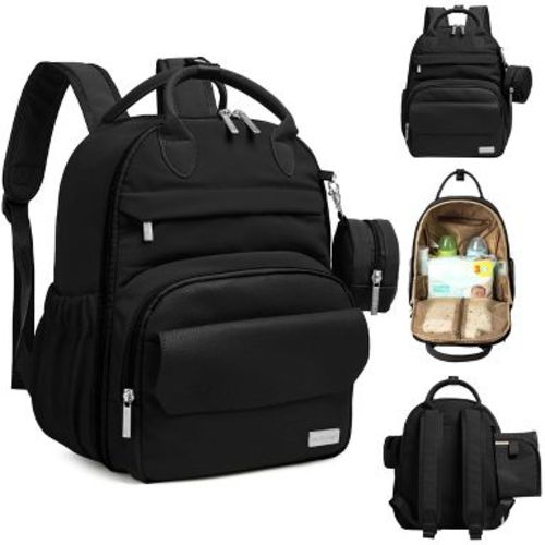KeaBabies Diaper Bag Backpack Comes with Portable Changing Pad, Baby Bag for Mom, Toddler Backpack Travel Essential (Trendy Black, Regular)