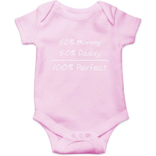 CBTWear 50% Mommy, 50% Daddy, 100% Perfect Mom & Dad Funny Cute Novelty Infant One-piece Baby Bodysuit - Pink - 6 Months