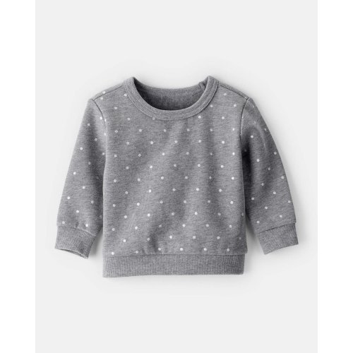 Baby Girl Polka Dot Fleece Sweatshirt - Grey - Carter's | Carter's