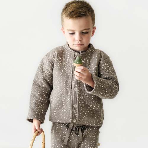 Organic Kids Merino Wool Buttoned Jacket - Speckle
