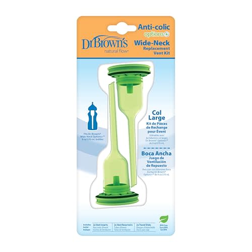Dr. Brown's Natural Flow Options+Replacement Vent Kit, Wide-Neck 2 Count (Pack of 1) (Fits Options+ Wide-Neck - 9oz/270mL bottles)