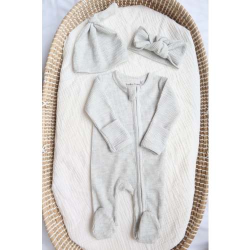 Organic Waffle Knit Footie With Hat – Bella Berry Designs