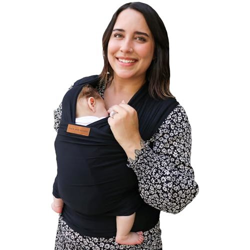 Tuck and Bundle Ezra Baby Wrap - Lightweight Baby Carrier - Onyx Black - Best Baby Wrap for Newborns 0-18 Months - 100% Tencel Modal, Comfortable, Simple, and Hands-Free Babywearing Wraps