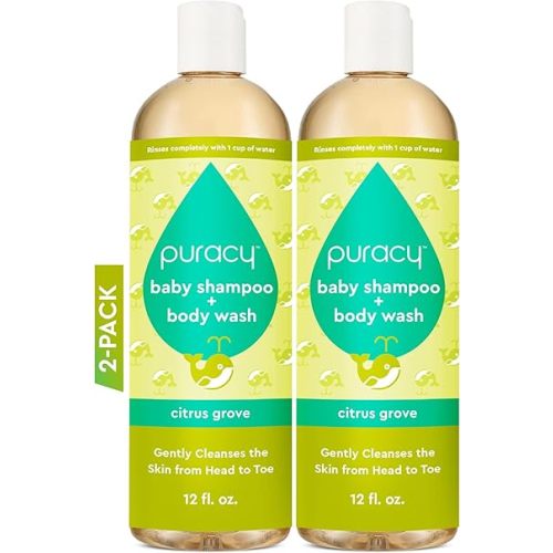 Puracy Shampoo & Body Wash for Children - Perfect Skin, Pure Ingredients with 12 Fruit & Vegetable Extracts for Silky Smooth Skin, Gentle Citrus Grove Aromas, 98.8% from Mother Nature, 12 Fl Oz (2-Pk)