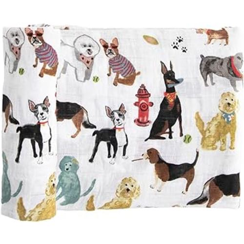 Little Unicorn – Woof Cotton Muslin Swaddle Blanket | Single | 100% Cotton | Super Soft | Newborns and Infants | Large 47” x 47” | Machine Washable