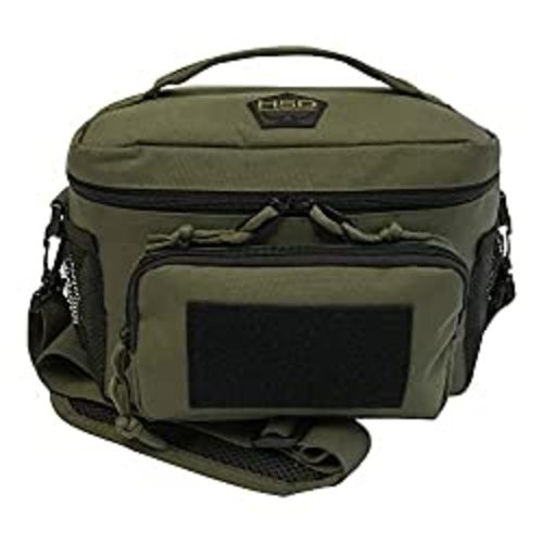 HSD 10mm Thick Insulated Adult Lunch Bag - Leak Proof for Hot & Cold Temperature - Tactical Style Easy To Clean, Durable & Water-Resistant - Sturdy Handle, Shoulder Strap, & Pockets - Men & Women - Medium - Ranger Green