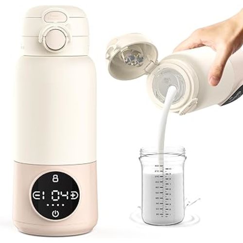 Portable Bottle Warmer for Travel, 15oz Portable Milk Warmer for Baby, 12000mAh Fast Charging, 450ML Big Capacity Breast-Milk Warmer for Formula, Cordless Bottle Warmer On The Go