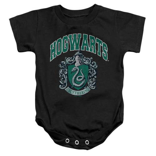 Harry Potter Hogwarts Slytherin Unisex Infant Snap Suit for Baby, Black, Small