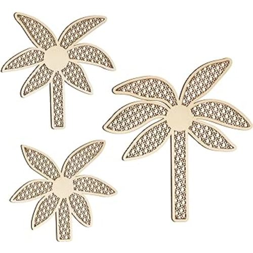 3 Pcs Wooden Rattan Palm Tree Wall Decor Monstera leaf Wooden Wall Art Boho Nursery Wall Decor Tropical Plant Rattan Wall Decor for Home Bathroom Nursery Decor (Palm Tree)