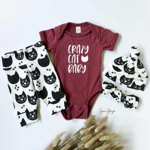 Crazy Cat Baby Outfit: Organic Cotton Newborn Set