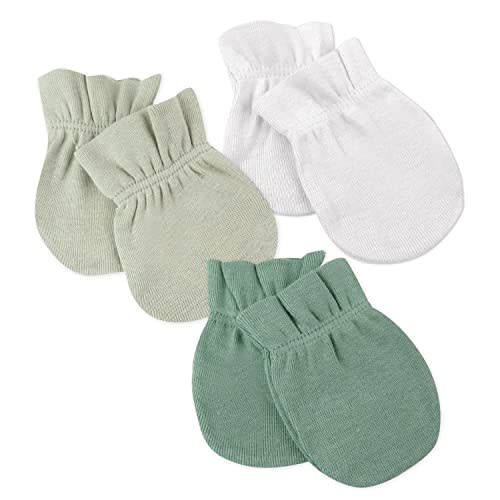 HonestBaby Multipack Baby Cap Hats and Mitts Sets No Scratch Mittens 100% Organic Cotton for Newborn Boys, Girls, Unisex