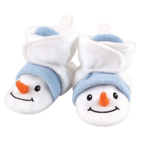 Hudson Baby Baby and Toddler Cozy Fleece Booties, Snowman, 6-12 Months