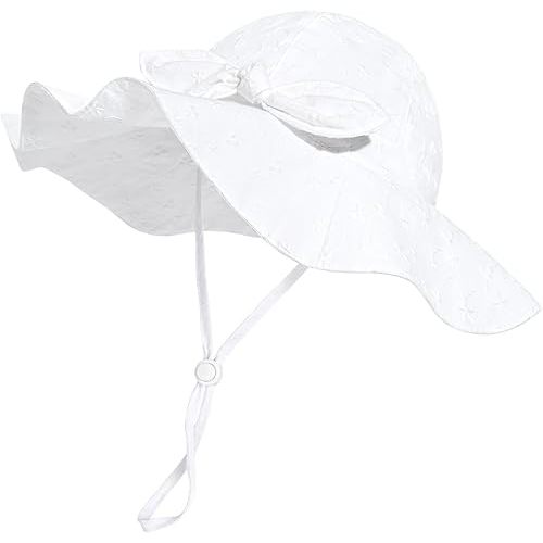Baby Girl Sun Hat with UPF 50+ Outdoor Adjustable Beach Hat with Wide Brim Bucket Hats