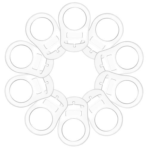 10 Pieces Silicone Adapter Rings Baby Holder and Clip MAM-Compatible (Soft &Transparent)