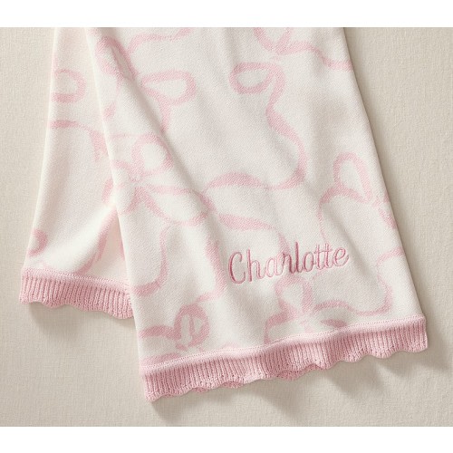 Bow Organic Knit Baby Blanket