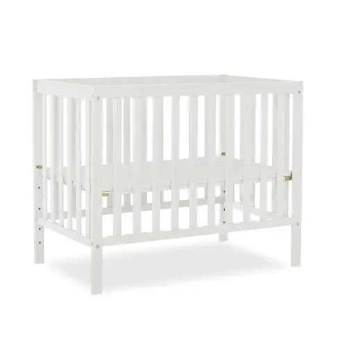 Dream On Me Edgewood 4-in-1 Convertible Mini Baby Crib in White GreenGuard Gold & JPMA, Non-Toxic, Compact 40×25×33″ Design, Converts to Mini Daybed & Twin Bed (Rails to Buy) 1″ Mattress Pad