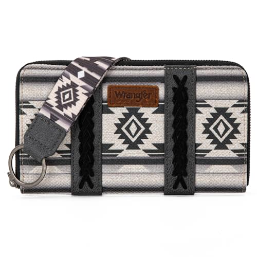 Wrangler Wallet Purse for Women Western Aztec Clutch Wristlet Wallet with Credit Card Holder