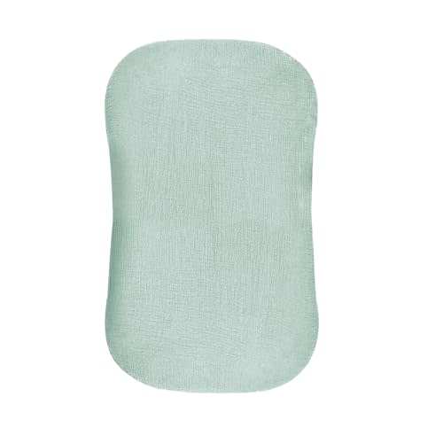 Hooyax Muslin Baby Lounger Cover, 100% Cotton Durable Newborn Lounger Cover, Soft and Breathable Infant Lounger Cover for Boys Girls, Covers Only (Blue-Green)