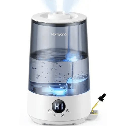 Homvana Humidifiers for Bedroom Home, 3.6 L Cool Mist Top-Fill 34H Super Long Time, Quiet 16dB, Baby Humidifier, Oil Diffuser for Large Room, Plants, Nursery, Office BPA FREE, 7 Color Light Ultrasonic