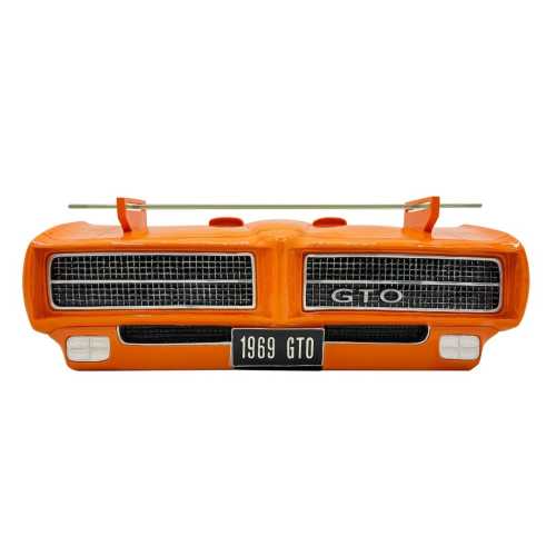 1969 Pontiac GTO Judge Floating Wall Shelf, Orange, 20x6.75x6 inches, LED Headlights, Car Lover Gift, Man Cave Garage Decor, Classic Car Fan