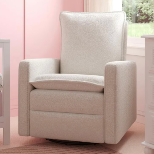 M Design Village Uptown Swivel Manual Rocker Recliner in Boucle White