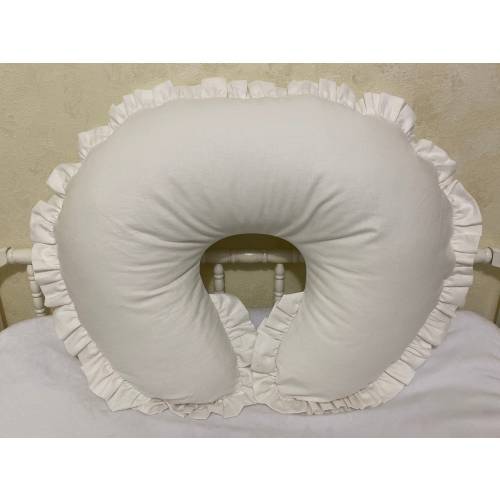White Linen Nursing Pillow Cover with Ruffle, Baby Boy, Baby Girl Nursing Pillow Cover, Breastfeeding Pillow Cover