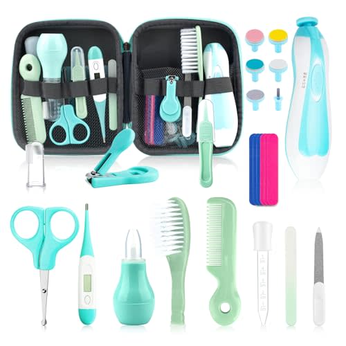 Baby Grooming Kit for Boys Girls Safety Newborn Nursery Essentials Grooming Set Gift for First-time Parents, Green 25 in 1