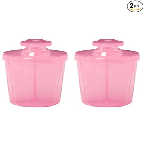 Dr. Brown's Baby Formula Dispenser with Snap-On Lid for On-The-Go Feedings, Milk Powder Dispenser for Traveling with Infant, Pink, 2-Pack