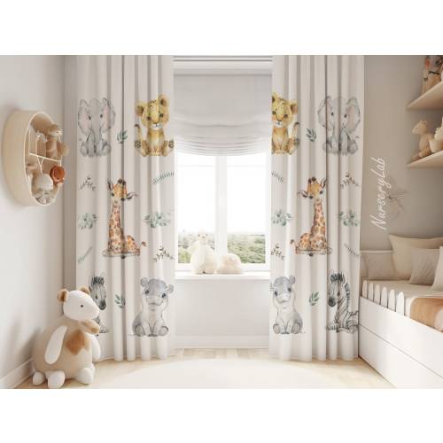 Safari Animals Baby Boy Room Curtains Nursery Curtains Window Curtains