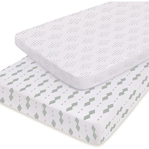 Pack N Play Fitted Playard Sheets, Grey Sage Diamond