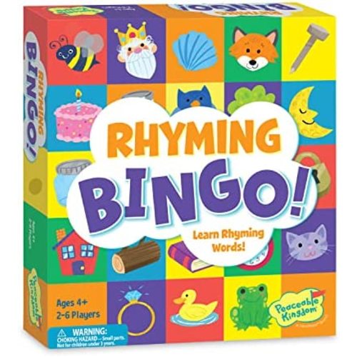 Peaceable Kingdom Rhyming Bingo - Reading and Learning Game for Kids Ages 4 Years and Up